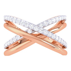 Anillo de Diamante Cultivado en Laboratorio de Oro Blanco de 14K, 0.36ct, Corte Brillante, Diseño en X, Elegante Anillo de Boda para Mujer, Certificado IGI - Product Image 6