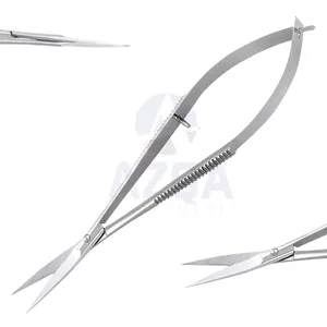 角质层和眉毛弹簧微型剪刀直和弯曲尖端微型弹簧剪刀，用于婴儿指甲切割和眉毛切割