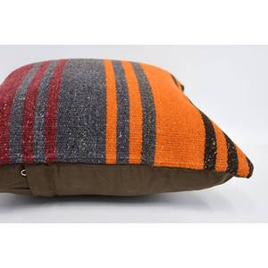 หมอนขนสัตว์16x16นิ้วหมอนผ้าทอลายทางสีส้มผ้าลายทางเล็กๆแบบพกพาลายดอกไม้สไตล์วินเทจ - Product Image 5