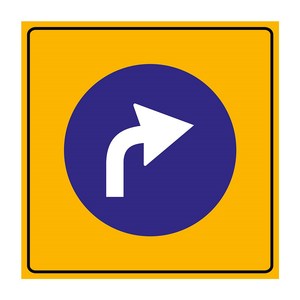 Reflective 90x90 cm Roadway Right Turn Sign Steel TT-35a - Product Image 1