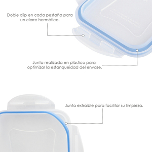 Recipiente hermético rectangular de plástico de 240 ml. 12.5x8.5x4.5 (Alt.) cm. - Product Image 3