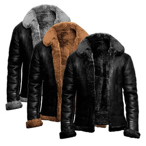 Veste en cuir de mouton Sherpa pour homme sur mesure, résistante, de haute qualité, vêtements décontractés d'hiver avec décoration en fourrure - Product Image 1