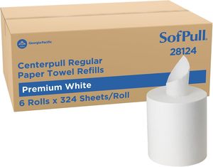 Recharges de distributeur de serviettes en papier SofPull Centerpull Regular Premium, blanc, 324 feuilles/rouleau, 6 rouleaux/boîte (22814) - Product Image 6