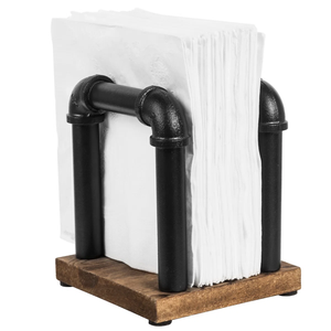 Porte-serviettes moderne et élégant avec base en bois noir Organisateur de table décoratif en métal durable pour les boîtes à mouchoirs de cuisine - Product Image 1