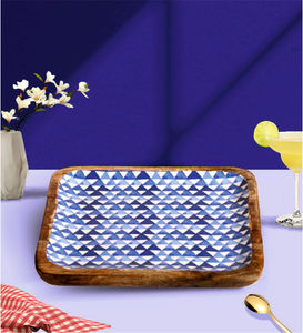 Plateau de service en MDF imprimé en bois design de simulation finition brillante - Product Image 1