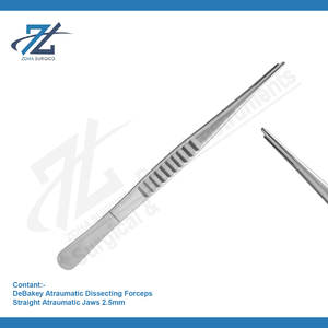 DeBakey Pince droite atraumatique 2.5mm Mâchoires cardiovasculaire DeBakey Pince atraumatique Acier inoxydable Fabricant Pakistan - Product Image 2