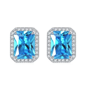 Quartz bleu fait à la main en argent sterling 925 avec boucles d'oreilles en pierres précieuses topaze blanche 925 meilleure qualité solide mode boucles d'oreilles filles - Product Image 1