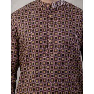 Kurta court en coton imprimé décontracté pour hommes avec manches longues - Product Image 2