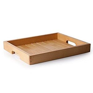 Plateau de service en bambou multifonctionnel moderne à un seul niveau, portable, sur pied, avec poignées, idéal pour la cuisine - Meilleures ventes - Product Image 1