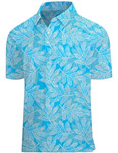 Chemises de golf en maille respirante à imprimé tropical hawaïen pour hommes, manches courtes, coupe ajustée, 180g, 100% coton - Product Image 1