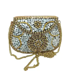 Best Price Metal And Mother of Pearl clutch bag party ladies Bag hand bags clutch Customized from Indian Exporter Address Craft