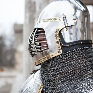 Casque en acier de 18G SCA,HMB médiéval Bascinet la garde du roi klapvisière W Grill Viking et casque à chaîne - Product Image 5