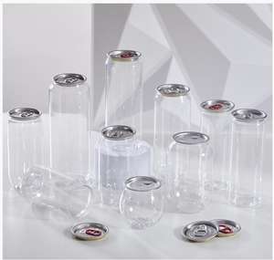 Bidon en plastique transparent épais pour animaux de compagnie, 330 ml et 500 ml, ouvre-poubelle avec couvercle en aluminium, forme de tasse pour l'utilisation alimentaire - Product Image 4