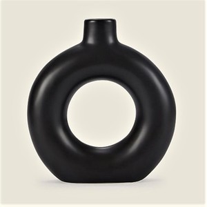 Jarrón de metal de aluminio duradero Diseño de mesa redonda de lujo con flor blanca y negra para decoración del hogar - Product Image 2