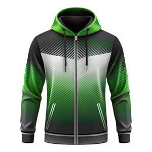 Sudadera con capucha y cremallera estampada de talla grande para hombre, de punto a la moda, 100% poliéster, para invierno, para correr al aire libre, Digital - Product Image 6