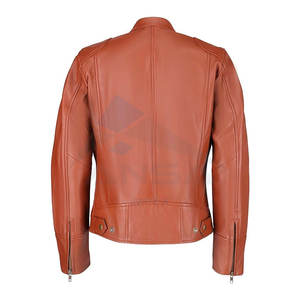 Chaqueta de Cuero de Cordero Auténtico para Mujer, Chaqueta de Motociclista Estilo Café Racer, Cuero Genuino de Primera Calidad, Elegante - Product Image 2