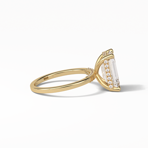 Anillo de Compromiso y Matrimonio de Oro Blanco de 14K con Moissanita Incolora de Corte Esmeralda de 3.10 Ct en Forma de Corazón con Engaste Pavé - Product Image 3