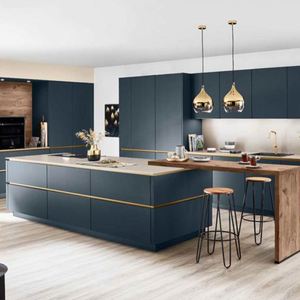 Realgres Tùy Chỉnh Cong Nhà Bếp Đảo Bằng Gỗ Đơn Vị Thiết Kế Thông Minh Tủ Màu Đen Hoàn Chỉnh Tủ Bếp - Product Image 4