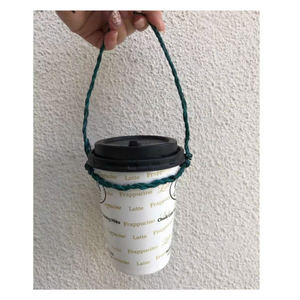Manchon pour tasse à thé au lait en bambou tissé à la main avec poignée - porte-boissons réutilisable et écologique à prix d'usine compétitif - Product Image 1