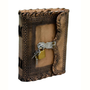 Antique Vintage Brown Leather Journal Handmade Hardcover Paper <strong>Diary</strong> Thread Sewing Personal Organizer Lock <strong>Key</strong> Gift Men Women - Product Image 2