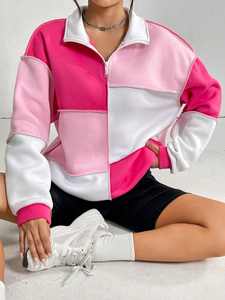Sweat-shirt Colorblock pour femme Streetwear multicolore Pull polaire pour femme Sweat-shirt Colorblock uni 2025 - Product Image 6