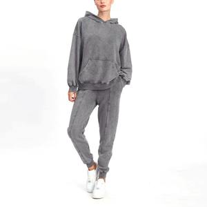 Hoodie en tricot délavé à l'acide, streetwear en gros, surdimensionné, personnalisé, pour femmes, épaules tombantes, entièrement personnalisé, 2025 - Product Image 5