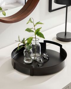 Round Shape Metal Serving <b>Tray</b> With Handles For <b>Kitchen</b> Dining Table Food Serving And Home Decor - Product Image 1