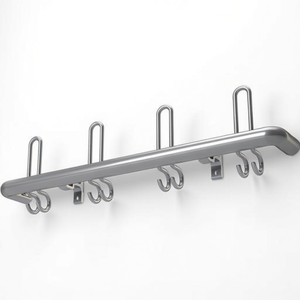 Perchero de Pared de Aluminio Natural F1 con 3 Ganchos para Sombreros y 6 Ganchos para Abrigos, Longitud de 600 mm - Product Image 3
