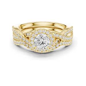1.242 CT Round Brilliant Lab Diamond Halo Engagement <b>Ring</b> <b>Set</b> VVS-VS EF Clarity 18KT, 14KT, 10KT <b>Gold</b> & 925 Silver Rose, - Product Image 3