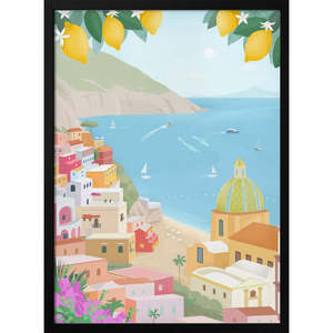 Panel de Lona de Positano, Italia, Decoración para el Hogar, Impresión Artística Elegante de una Pueblo Costero Italiano - Product Image 2