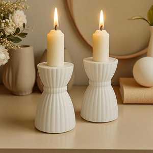 Bougeoir en céramique de qualité supérieure Finition blanche Bougeoir en céramique de haute qualité Doublure Texture haute sur demande 2025 - Product Image 4
