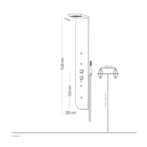 1 confezione in acciaio inox L20xp50xh150 005B Hydro beccuccio colonna doccia 3 funzione 4 lombare con finitura spazzolata per set da bagno - Product Image 3