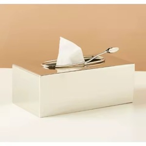 Accesorio de Decoración de Mesa, Caja de Pañuelos de Metal de Alta Calidad con Detalles Florales, Caja Decorativa para Guardar Pañuelos - Product Image 4