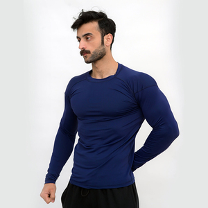 Entrenamientos de gimnasio de alto rendimiento Entrenamiento al aire libre Correr Poliéster Spandex Activewear Zip Compresión Camisa de manga larga para hombres - Product Image 1