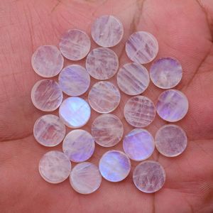 Code 10mm rond pierre de lune Cabochons haute qualité AAAA 8pc Pack naturel bleu arc-en-ciel pierres précieuses bijoux en pierre en vrac - Product Image 2