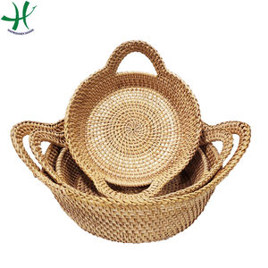 Ensemble de 3 plateaux de rangement rectangulaires en rotin naturel vintage à un niveau pour le rangement des bonbons dans la maison ou la cuisine - Product Image 3