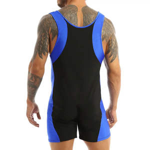 Combinaison de lutte personnalisée pour hommes grande taille, légère, à séchage rapide, en spandex/polyester, décolleté bas, vente en ligne - Product Image 5