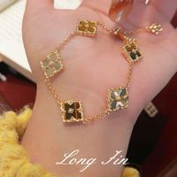 Gelang Rantai Kuningan Berlapis Emas 18K Charoite Platinum dengan Hiasan Zirkon Bunga Potongan Asscher untuk Perhiasan Pesta Wanita