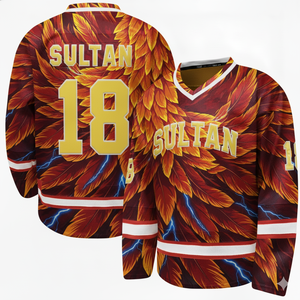 Servicio OEM al por Mayor, Personaliza Tu Diseño, Logotipo Impreso por Transferencia de Calor, Jersey de Hockey Unisex para Adultos de Spandex/Poliéster - Product Image 5