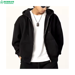 Custom Vintage Red Unisex Zipper Hoodies Regular Fit Drop Shoulder Thermal Polyester/Cotton French Terry 400 Grams Hooded - Product Image 6