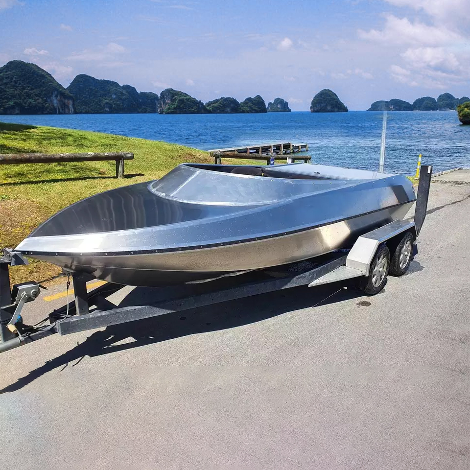 KINOCECEAN Fully Welded Aluminum Jet Ski Boat Hull Kit Set Sport Yacht for River Racing with CE Certified Inboard Engine