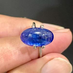 Anillo de cabujón de tanzanita Natural para hombre, Plata de Ley 925, estilo clásico, piedras preciosas finas, anillo de regalo de boda/compromiso - Product Image 1