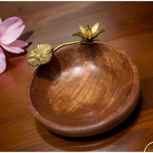 ชามเสิร์ฟไม้ธรรมชาติเป็นมิตรกับสิ่งแวดล้อมอุปกรณ์เสริมโต๊ะรับประทานอาหารสำเนียงทองสำหรับงานเลี้ยงวันเกิดและใช้ในบ้าน - Product Image 3