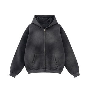 Sudadera con Capucha Ville Sports para Hombre, Personalizada, de Alta Calidad, Lavada al Ácido, con Cierre, Estilo Desteñido, de Felpa Francesa, Unisex - Product Image 2