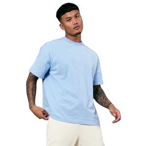 Venta al por mayor 100% algodón 250GSM camiseta unisex de gran tamaño personalizado liso cuello redondo tejido de punto para personalizaciones a granel - Product Image 5