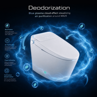 Toilette intelligente monobloc en céramique moderne avec siège chauffant automatique, télécommande, drainage en S, installation au sol