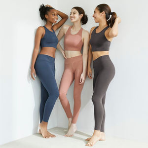 Ensembles de yoga taille haute personnalisés en gros pour femmes, matière écologique, ajustement confortable, respirant, extensible dans les quatre sens, 2 pièces pour l'entraînement - Product Image 3