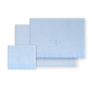 Juego de 3 piezas de ropa de cama para cochecito en forro polar coral con técnica de tejido - Modelo Luna Estrellas - Product Image 1