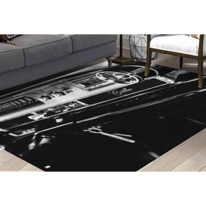 Alfombra Clásica Cadillac, Alfombra Estampada, Grande, Blanca y Negra, para Habitación de Niños, Garaje, con Pelo Suave - Product Image 3