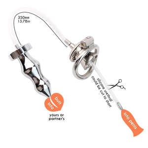 FRRK-3240 Negative Urethral <strong>Cock</strong> <strong>Cage</strong> with Beaded Butt Plug to Pee Clean Anus <strong>New</strong> Chastity Combination Device Sex Toys for Men - Product Image 5